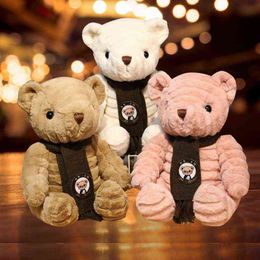 Cm Beautiful Teddy Bear Plush Doll Soft Stuffed Animal Toy With Scarf Sweater Baby Birthday Gifts for Children Girls J220704