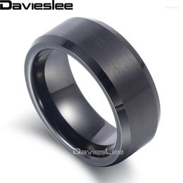 Cluster Rings Davieslee Mens Boys Matte Finish Band Ring Tungsten Carbide Wedding Engagement Black 8mm LTR041 Edwi22