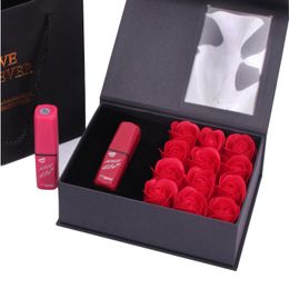 Decorative Flowers & Wreaths SPACE 12 Roses Lipstick Jewellery Box Saop Rose Flower Gift Artificial Christmas Valentines Woomen's Girl Gif
