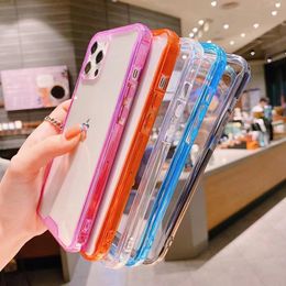Transparent Clear Cases For iPhone 14 13 12 11 Pro Max 7 8 Plus Luxury Soft TPU + Acrylic Shockproof Covers for Samsung S22 Ultra Note 10 A53 5G in OPP Bag
