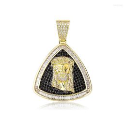 Pendant Necklaces Cubic Zircon Iced Out Jesus Charm & Necklace For Men Micro Pave CZ Men's Hip Hop Jewelry Gift Heal22