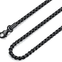 Chains 2MM 3MM 4MM Mens Womens Stainless Steel Black Rolo Cable Chain High Quality Box Necklace 18-36 InchChains