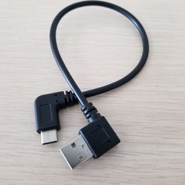 USB 90 Degree Right Angle Adapter to USB Type C 24Pin Data Extension Cable 25cm for Mobile Phone