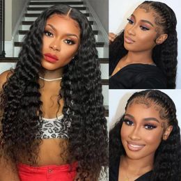 wet hairstyles Canada - Lace Wigs 13x4 Front Loose Deep Wave Frontal For Women Brazilian Curly Human Hair Glueless Hd Wig