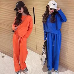 Clothing Sets Girls Clothes Set Casual Solid Long Sleeve Loose Tracksuit Teenage Children's Spring Autumn Sportswear 12 13 14 YearsCloth