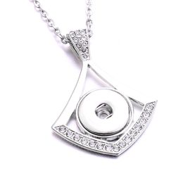 Fashion silver gold Geometry Crystal Snap Button necklace 18MM Ginger Snaps Buttons Charms Necklaces for women jewelry