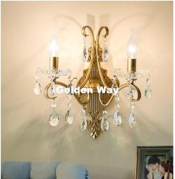 chandelier sconces UK - Chandeliers American Country Crystal Wall Lamp Nordic Lustres Vintage Sconce Golden Clear LightChandeliers