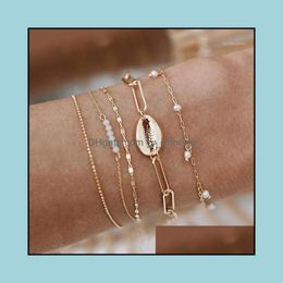Charm Bracelets Jewelry 5Pcs Bohemia Gold Shell Natural Stone Set Beads For Women Wrist Chain Jewelry1 Drop Delivery 2021 Xtjzl