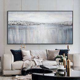 Abstract Wall Art Painting River Sea Artwork Poster Canvas Printings Wall Art For Modern Living Room House Decoration