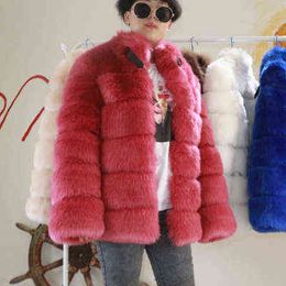 Top brand Stitching Women Fur Coat high quality T220810