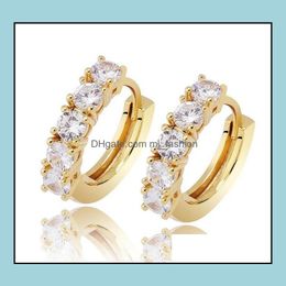 Hoop Hie Earrings Jewellery Hip Hop High Quality Round Gold Sier Simated Diamond For Cool Men Women Lover Couple Drop Delivery 2021 Haxpg