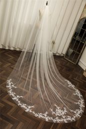 3.5m Long Lace Edged Wedding Veils White Ivory Cathedral One Layer Bridal Veil with Comb Bridal Hair Accessories Headpieces CL0219