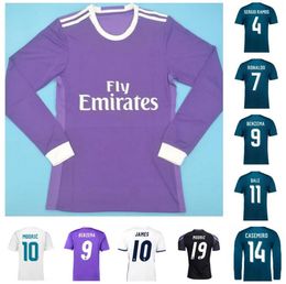 2016 2017 2018 RONALDO Real Madrids Soccer Jerseys Purple Retro BENZEMA Football Shirt 16 17 18 JAMES Vintage Camiseta De Futbol PEPE SERGIO