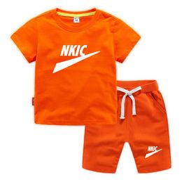 Mode Marke LOGO Print Sets Kinder Kleidung Mädchen Outfits Sommer Jungen Kleidung 100% Baumwolle Shorts Sleeve Tops Kinder Trainingsanzug