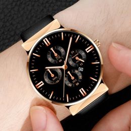 Wristwatches Luxury Watch For Men Multi Dial Leather Watchband Top Brand Quartz Wristwatch Male Business Gift Relogio Masculino 2022