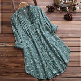 Women's Blouses & Shirts Export Clearance High-End Women Outer Suit 2022 Foreign Trade Cut Cotton And Linen Floral Shirt Spring Casual Long-