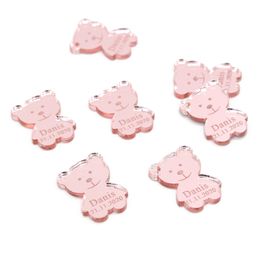 50 Personalised Cute Bear Baby Shower Engraved Baby Name Date Custom Princess Birthday Party Confetti Gift Tag Decoration Favours 200929