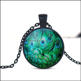 Pendant Necklaces Pendants Jewelry New Fashion Crystal Necklace With Animal Pattern Charm Handmade Unique Art Peacock Wiggling Feather Who