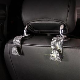 Hooks & Rails 2Pcs Rhinestones Car Seat Back Hook Bling Hanger Universal Headrest Mount Storage Holder Interior AccessoriesHooks