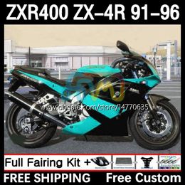 Bodywork For KAWASAKI NINJA ZXR 400 CC ZX4R ZXR400 ZX-4R 91 92 93 94 95 96 12DH.173 Body ZX 4R ZXR-400 1991 1992 1993 1994 1995 1996 400CC 91-96 OEM Fairing Kit black cyan