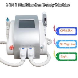 Portable ipl nd yag laser pigment removal elight acne therapy q switch lasers skin rejuvenation opt hair remover machine 2 handles