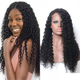 13x4 HD Lace Frontal Wigs 130% Kinky Curly Remy Indian Human Hair Wig Natural Colour For Women