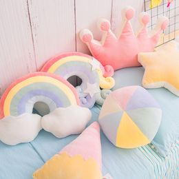 INS candy color cloud star moon plush pillow colorful rainbow crown cushion sofa home decoration throw toy 220507