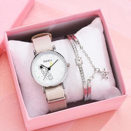 Wristwatches Gaiety Brand 2pcs Set Fashion Astronaut Designer Women Wrist Watch Bracelet Canvas Casual Ladies Simple Gfit