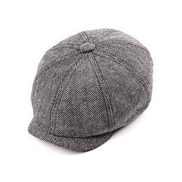 Berets Sboy Cap Beret Hat Men Women Tweed Gatsby Octagonal Black White Herringbone Vintage Ivy HatsBerets