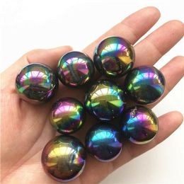 Decorative Objects & Figurines Titanium Aura Crystal Sphere Natural Stones And Minerals Quartz Gemstones Ball Reiki Healing For GiftsDecorat