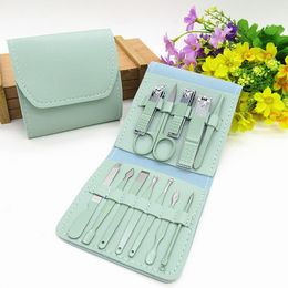 Nail Art Kits 12/16Pcs Professional Manicure Set Cutters For Clippers Stainless Steel Ear Spoon Scissor Kit
