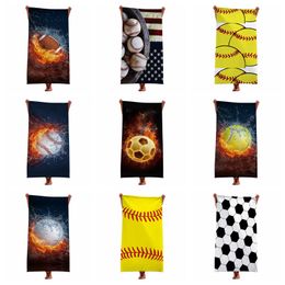 Beach Towels Baseball Softball Microfiber Football Soccer Sports Swimming Quick-drying Bath Towels Square Printed Bathroom Body Wrap Robes B12