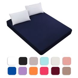 Solid Colour Soft Fitted Sheet With Elastic Band Four Season Universal Bed Cover 100% Polyester Mattress 10 Sizes 220514