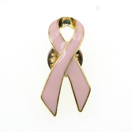 10 Pcs/Lot New Brooches Pink Enamel Ribbon Shape Breast Cancer Awareness Medical Butterfly Pins For Nurse Accessories