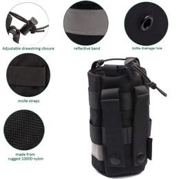 tactical water bottle bag NZ - Outdoor Bags Drawstring Water Bottle Pouch Tactical Molle Holder With Reflective StripOutdoor
