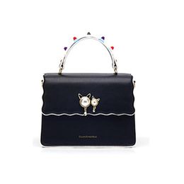 cat rivet bag Canada - Evening Bags Spring And Summer Solid Color Gemstone Rivet Oblique Cross Portable Dual Purpose Bag Sweet Lady Cat Lock Girl BagEvening