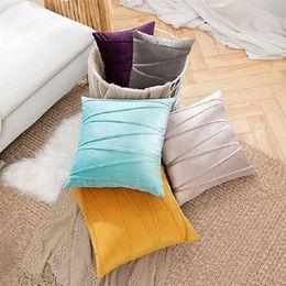 Inyahome Decorative Plush Velvet Throw Pillow Covers Sofa Accent Couch Pillows for Bed Living Room Square Pillow Cases For Couch 220406