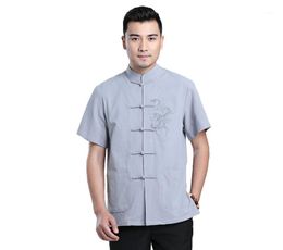 Shanghai Storey 2022 Chinese Men's Shirt Male Summer Blend Line Short Sleeve Traditional Top For Man Casual Shirts