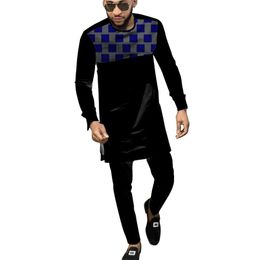 Black African Cothes For Men Dashiki National Man Patchwork Shirt With Solid Long Pant Custom Made Africa Clothing LJ201125