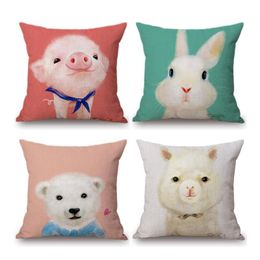 Cuscino/cuscino decorativo 45x45 cm Copertina di cuscino per divano auto graziosa sala per bambini rosa per bambini decorativi Animali alpaca orso throwcasecu