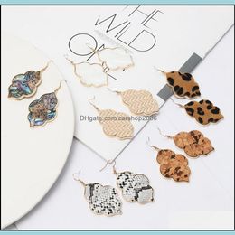 Charm Oval Hexagon Abalone Shell Leopard Leather Charms Dangle Earrings Metal Geometric Earring Jewelry Drop Delivery 202 Dhseller2010 Dhjdi