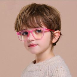 optic accessories UK - Sunglasses Boys Girls Optic TR90 Frame Teens Square Myopia Hyperopia Eyewear Children Anti Blue Light Glasses With Accessories UV400Sunglass