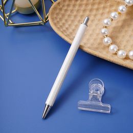 retractable balls NZ - Girls Lady Metal Retractable Glittering Pen Glittered Ballpoint Ball Pens Gifts Personalized Custom White Click Pencil
