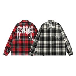 Plaid Jacket Coat Men Zip Flannel Embroidery Shirts coats High Quality Men's Casual Outwear Hip Hop Tops