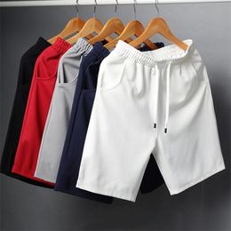 Jodimitty White Shorts Men Japanese Style Polyester Running Sport for Casual Summer Elastic Waist Solid 220621