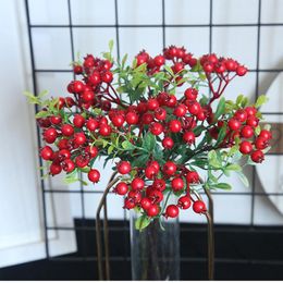 Decorative Flowers & Wreaths Christmas Decor Berries Artificial Red Berry Fruit Xmas Home Wedding Decorations Flores ArtificialesDecorative