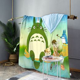 adult anime bedding UK - 100 cotton 3d bedding Kids Chridren Cartoon Totoro Comforter Summer Air Conditioning Adult Anime Cool in Summer Bed