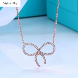 Big Bow Diamond Pendant Necklace S925 Sterling Silver Love Necklace Light Luxury Niche Design Necklace Valentine's Day Birthday Gift G220722