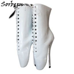 Sorbern White Stiletto Ballet Boots Unisex High Heels 18Cm Short Boots For Women BDSM Shoe Sexy Fetish Customised Colours