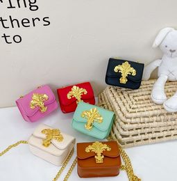 Metal clasp Mini square handbag top quality girl chain crossbody bag baby coin purse